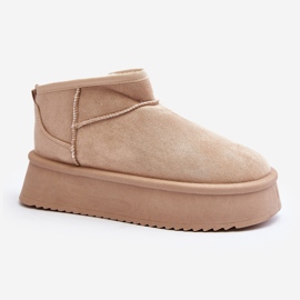 Botas de nieve de mujer Caliksa beige con suela gruesa 5