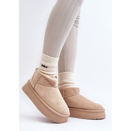 Botas de nieve de mujer Caliksa beige con suela gruesa 6