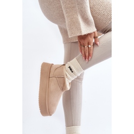 Botas de nieve de mujer Caliksa beige con suela gruesa 9