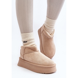 Botas de nieve de mujer Caliksa beige con suela gruesa 11