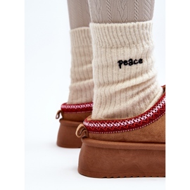 Pantuflas Sylva marrones con suela gruesa de ante ecológico marrón 5