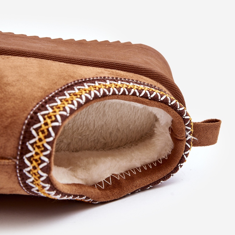 Pantuflas con suela gruesa de ante ecológico Camel Sylva marrón 1