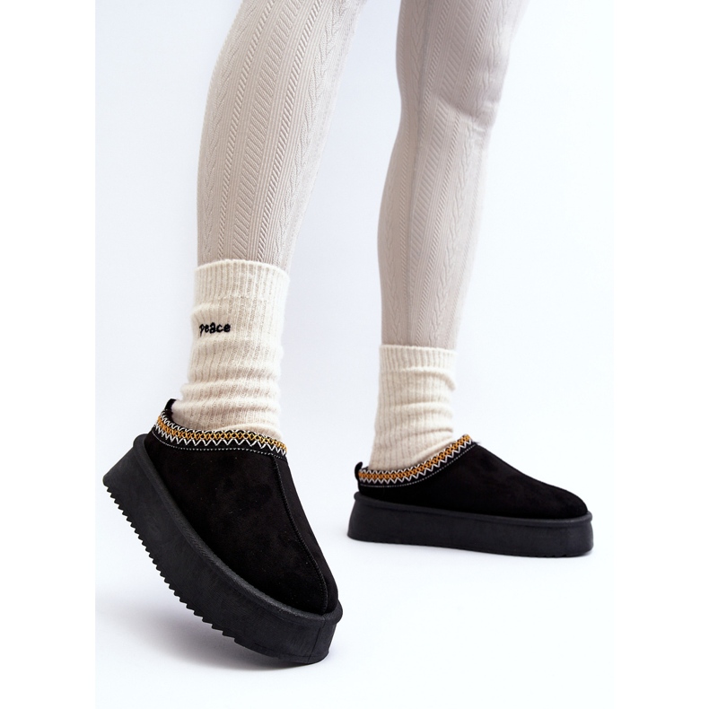 Pantuflas con suela gruesa de ante ecológico, Negro Sylva 2 Pantuflas con suela gruesa de ante ecológico, Negro Sylva 2