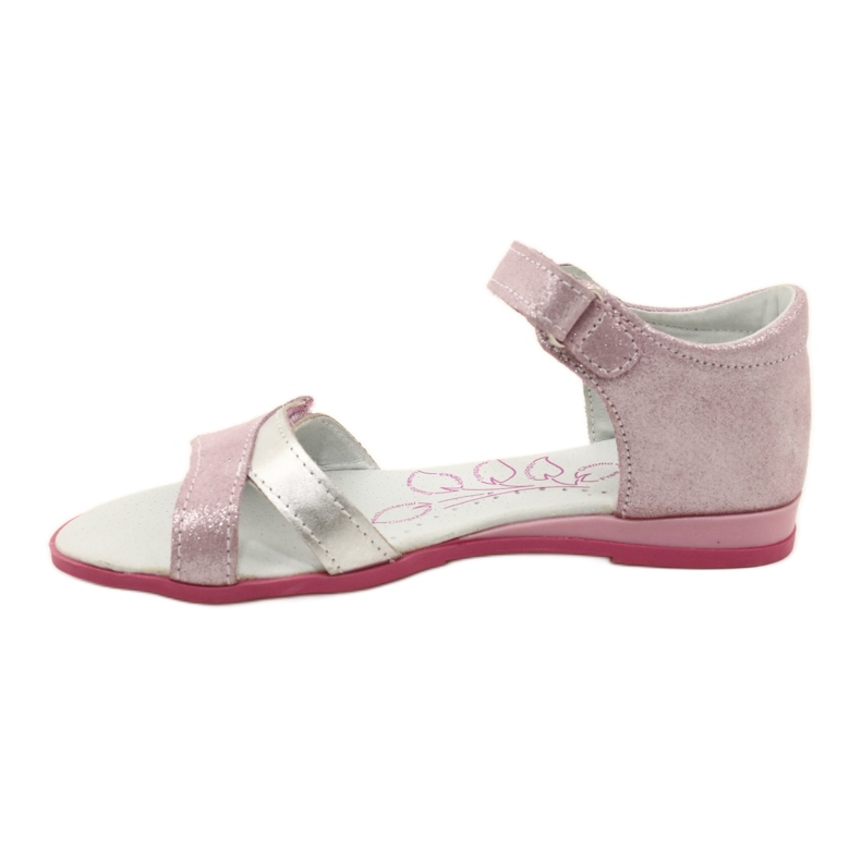 Sandalias niña de piel con velcro RenBut 4333 rosa/plata rosado 2