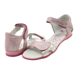 Sandalias niña de piel con velcro RenBut 4333 rosa/plata 4