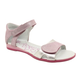 Sandalias niña de piel con velcro RenBut 4333 rosa/plata 1