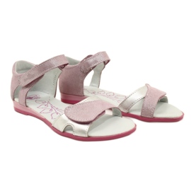 Sandalias niña de piel con velcro RenBut 4333 rosa/plata 5