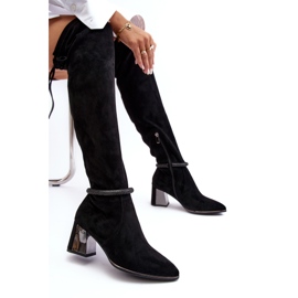 S.Barski Botas de tacón alto por encima de la rodilla para mujer D&amp;A MR870-65 Negro 2