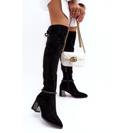 S.Barski Botas de tacón alto por encima de la rodilla para mujer D&amp;A MR870-65 Negro 3