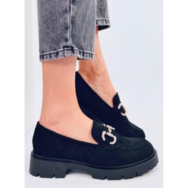 Karins Mocasines de ante negro con hebilla 3