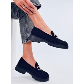 Karins Mocasines de ante negro con hebilla 4