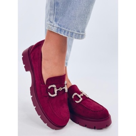 Mocasines Karins Wine de ante con hebilla rojo 1