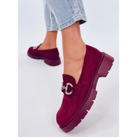 Mocasines Karins Wine de ante con hebilla rojo 2