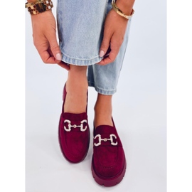 Mocasines Karins Wine de ante con hebilla rojo 4
