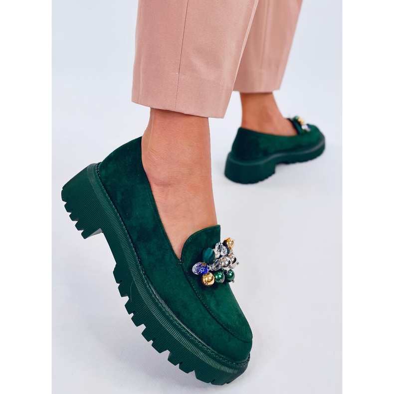 Mocasín plataforma con cristales Dollin Green verde 1