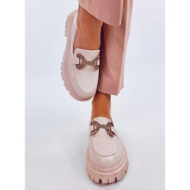 Buess Mocasines piel flor plataforma beige 3