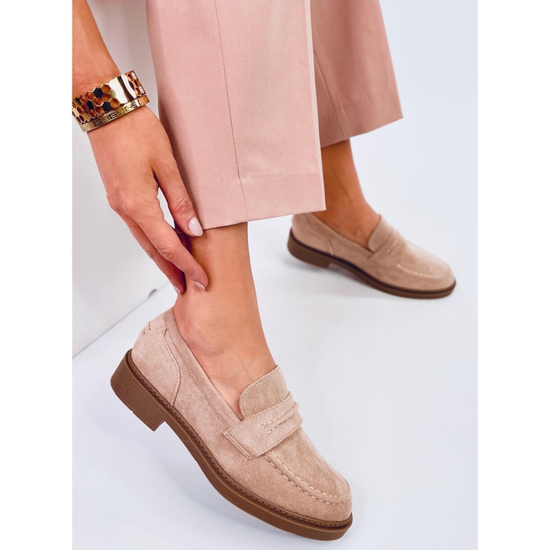 Mocasines mujer Antye Khaki de ante beige 1