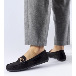 Mocasines negros decorados con hebilla Fernanda 1