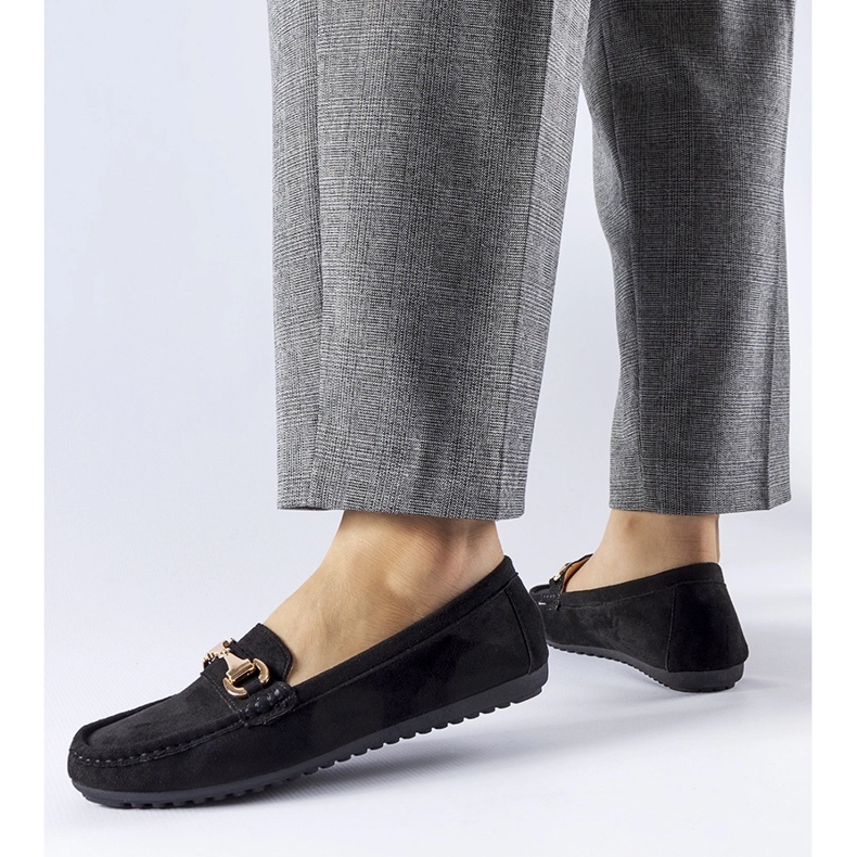 Mocasines negros decorados con hebilla Fernanda 1