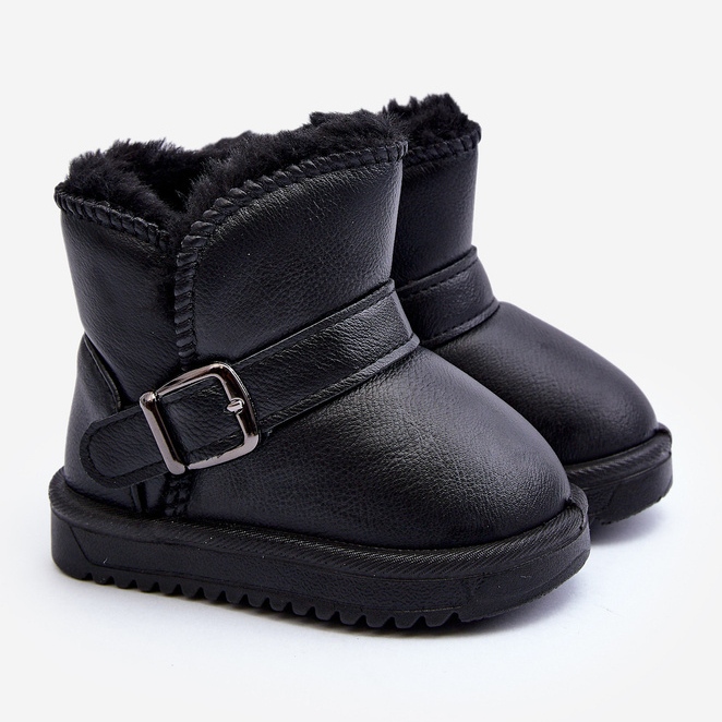 Botas de Nieve Infantiles Piel Ecológica con Correa, Negro Orinor 2