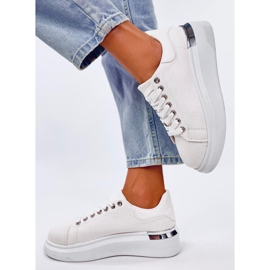Hein Zapatillas cuña lona crudo beige blanco 1