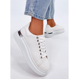 Hein Zapatillas cuña lona crudo beige blanco 2