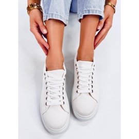 Hein Zapatillas cuña lona crudo beige blanco 3