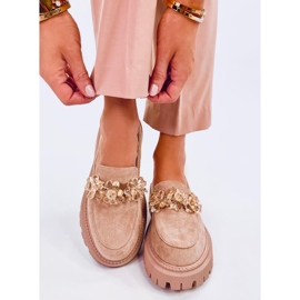 Mocasines Heidi Caqui con cristales beige 1 Mocasines Heidi Caqui con cristales beige 1