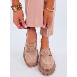 Mocasines Leena Kaki con plataforma y hebilla beige 1