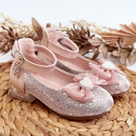 Bailarinas infantiles con lazo rosa Nanthea rosado 3