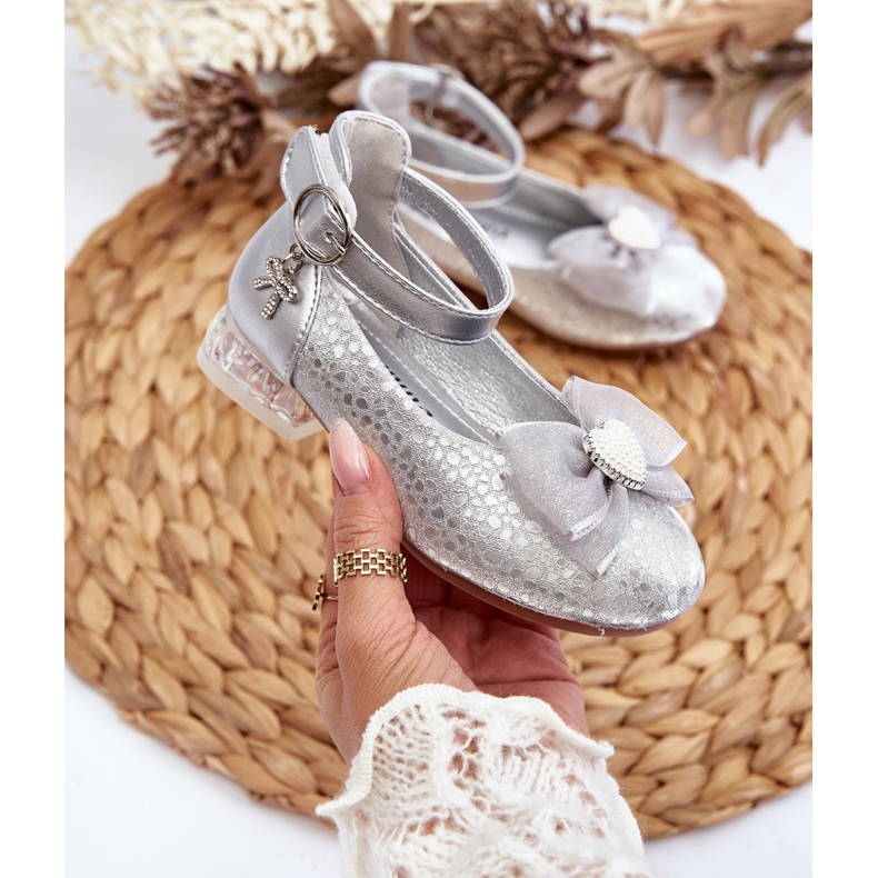 Bailarinas infantiles con lazo plateado Nanthea plata 2