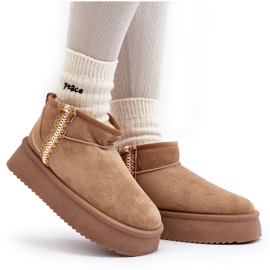 Botas de nieve con plataforma y estampado Udra en marrón claro 11