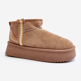 Botas de nieve con plataforma y estampado Udra en marrón claro 4