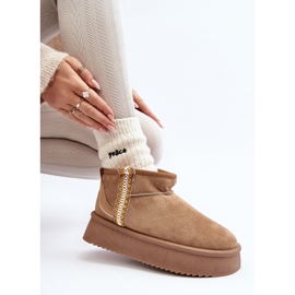 Botas de nieve con plataforma y estampado Udra en marrón claro 3