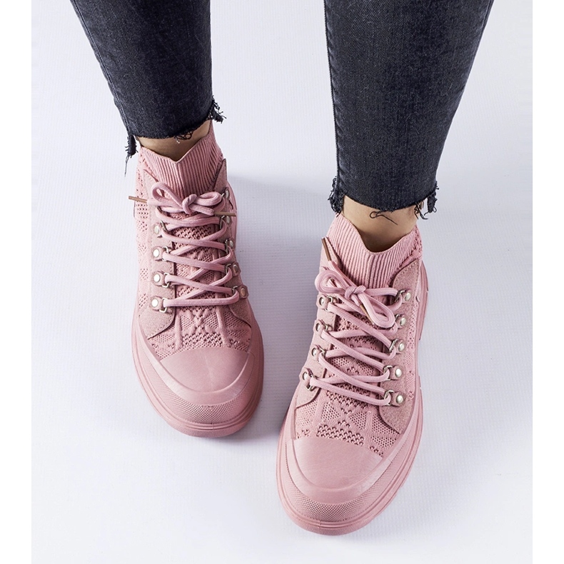 Zapatillas altas Casalma de tela rosa rosado 1