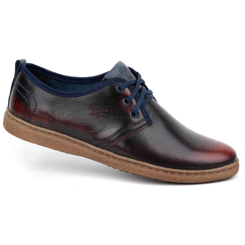 Kampol Zapatos casual hombre piel 22KAM, burdeos rojo 2