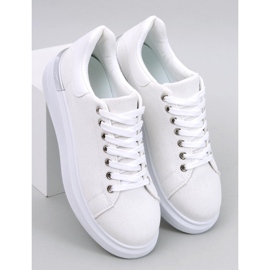 Hein Zapatillas cuña lona crudo beige blanco 5