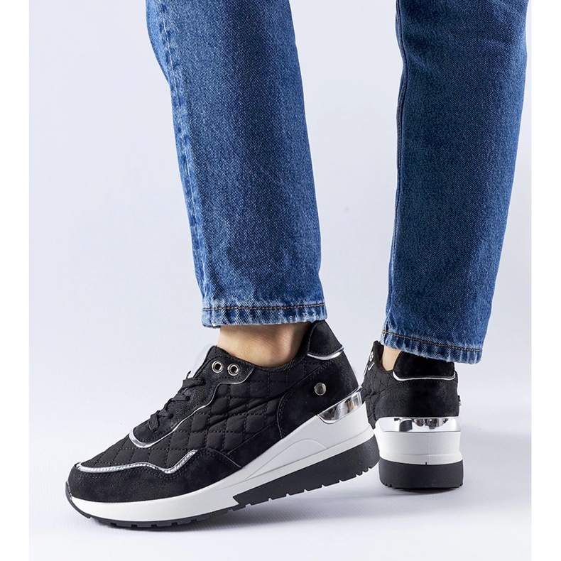 Zapatillas cuña Pisignano negras negro 1