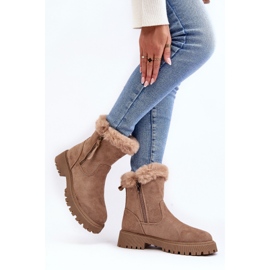PE1 Botines de mujer de ante con pelo, beige Hasiva 5