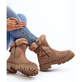 PE1 Botines de mujer de ante con pelo, beige Hasiva 8