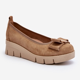 Lewski Shoes Bailarinas de piel con plataforma y adorno, Beige Lewski 3384 1