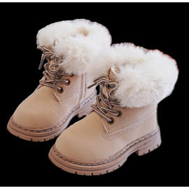 Botas Trapper Infantil con Cremallera y Pelo, Beige Gerande 4