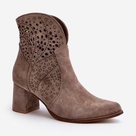 Zazoo 3166/P Botas Tacón Calado Mujer, Ante, Beige 1 Zazoo 3166/P Botas Tacón Calado Mujer, Ante, Beige 1