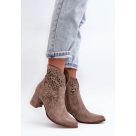 Zazoo 3166/P Botas Tacón Calado Mujer, Ante, Beige 2