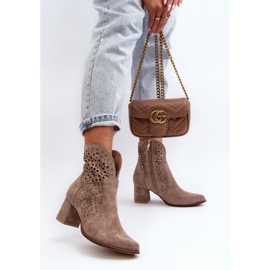 Zazoo 3166/P Botas Tacón Calado Mujer, Ante, Beige 5
