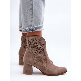 Zazoo 3166/P Botas Tacón Calado Mujer, Ante, Beige 7