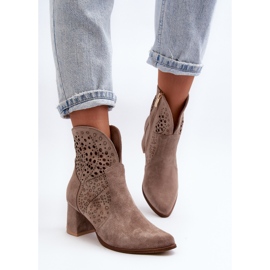 Zazoo 3166/P Botas Tacón Calado Mujer, Ante, Beige 8
