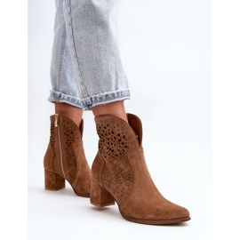 Zazoo 3166 Botas Tacón Calado Mujer, Ante Camel marrón 5