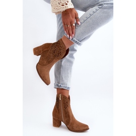 Zazoo 3166 Botas Tacón Calado Mujer, Ante Camel marrón 6