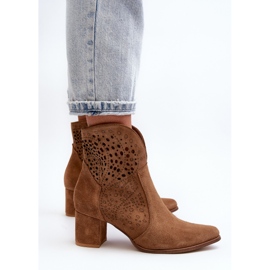 Zazoo 3166 Botas Tacón Calado Mujer, Ante Camel marrón 8